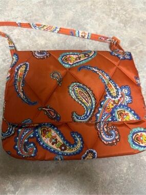 Vera Bradley Quilted Paisley Crossbody in Burnt Orange and Blue